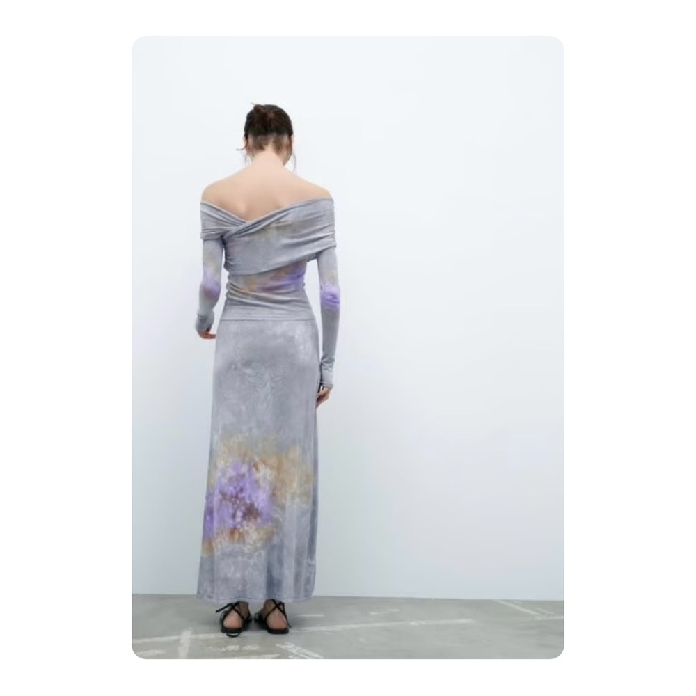 β
NWT Zara Tie Dye Draped Knit Top - Gray/Lavender β
- Picture 11 of 16